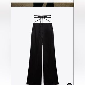 Satin pants wide leg with ties to wrap around